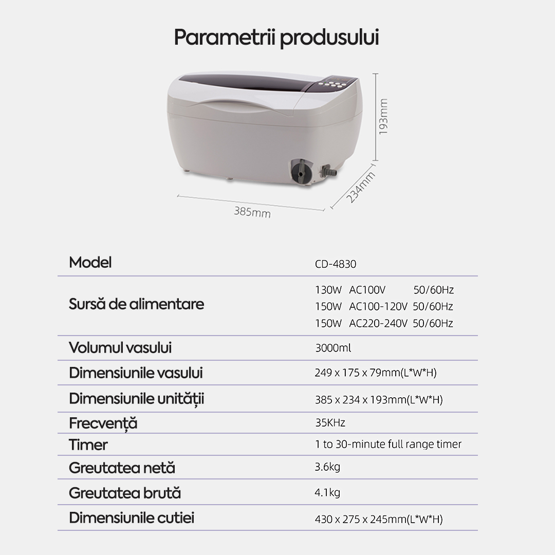 Aparat de curățare cu ultrasunete Codyson CD-4830