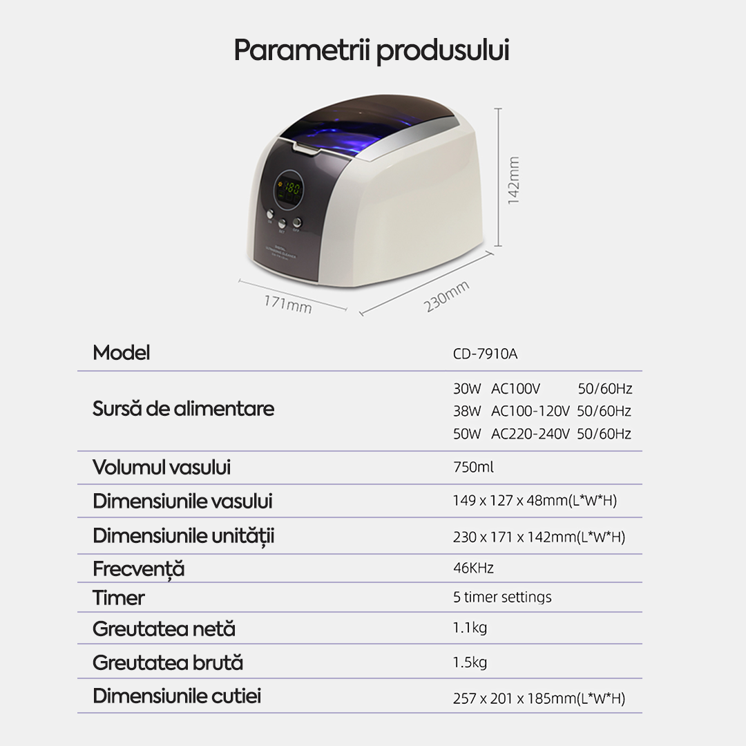 Aparat de curățare cu ultrasunete Codyson CD-7910