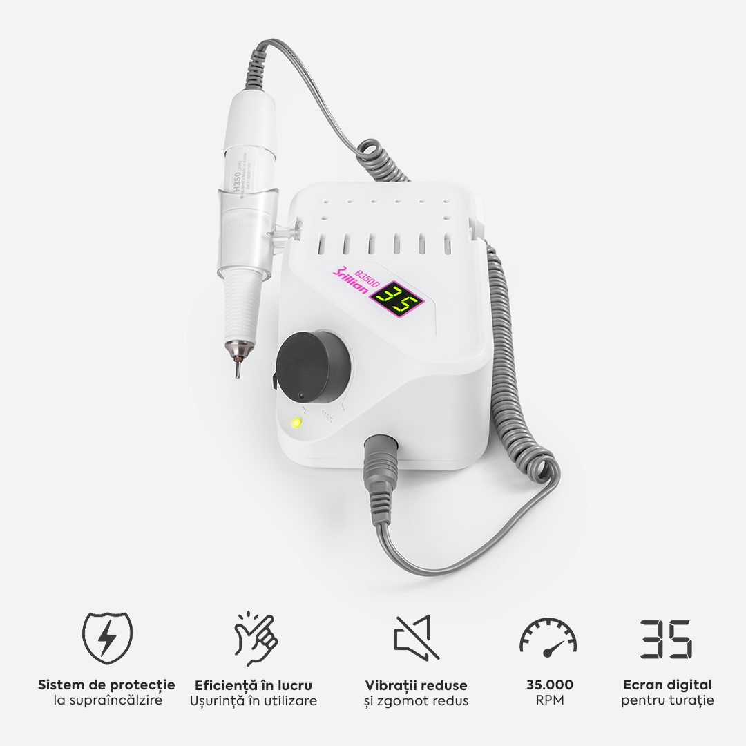 Freza Unghii Profesionala Brillian B350D Saeshin + Mandrina H350 White 35K RPM