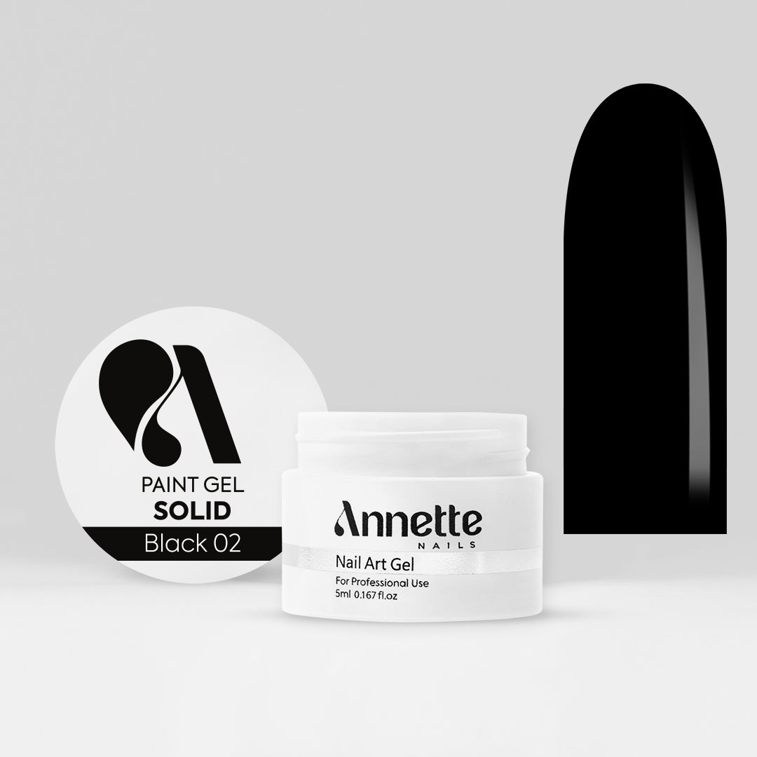 Paint Gel Solid Black 02 Wipe - 5ml Annette Nails