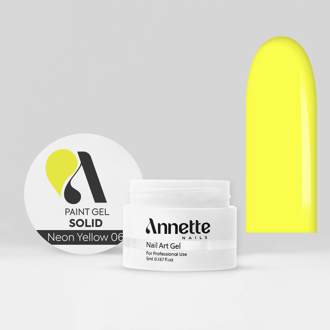 Paint Gel Solid Neon Yellow 06 Wipe - 5ml Annette Nails GPS-06