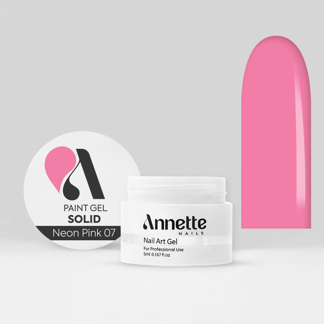 Paint Gel Solid Neon Pink 07 Wipe - 5ml Annette Nails GPS-07