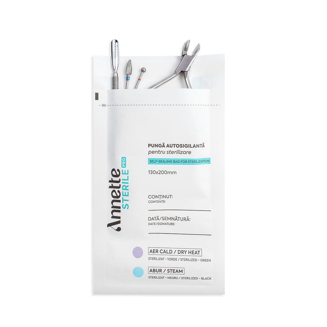 Pungi Sterilizare Pupinel si Autoclav Autosigilante din Hartie 130x200mm - set 100 buc Annette Sterile Pro PSA-01-130/200