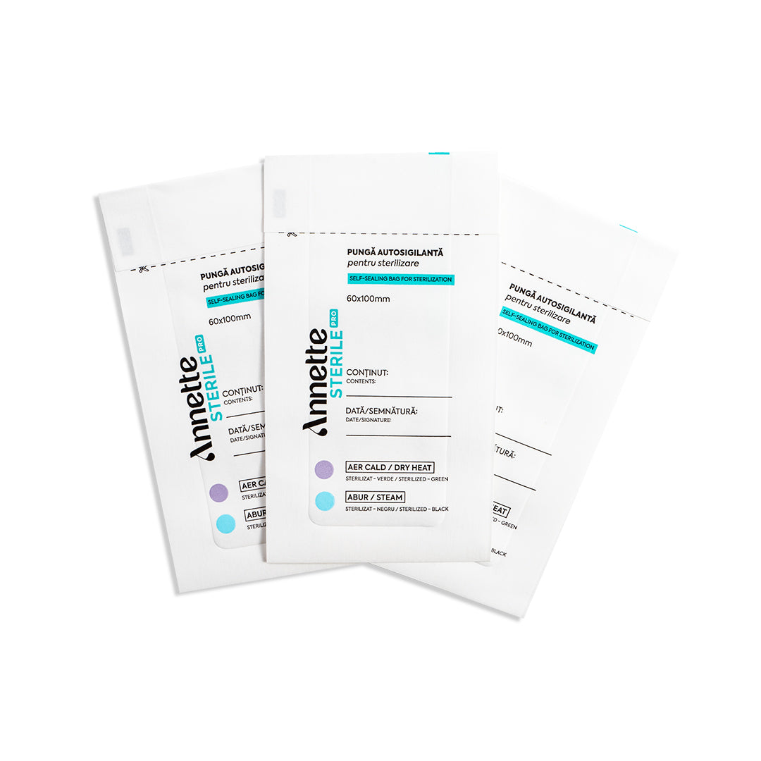 Pungi Sterilizare Pupinel si Autoclav Autosigilante din Hartie 60x100mm - set 100 buc Annette Sterile Pro PSA-01-60/100