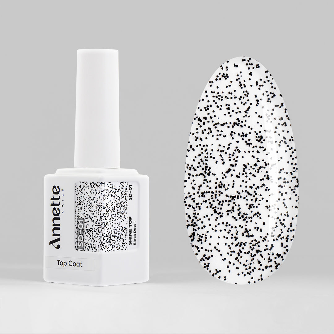 Top Coat AnnetteNails Shine black dots 1 no wipe SD-01 - 12ml