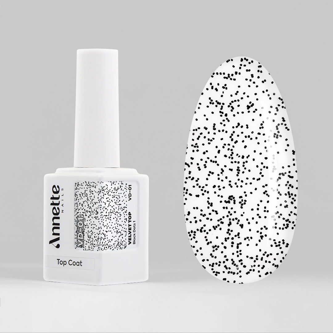Top Coat AnnetteNails Velvet black dots 1 no wipe VD-01 - 12ml