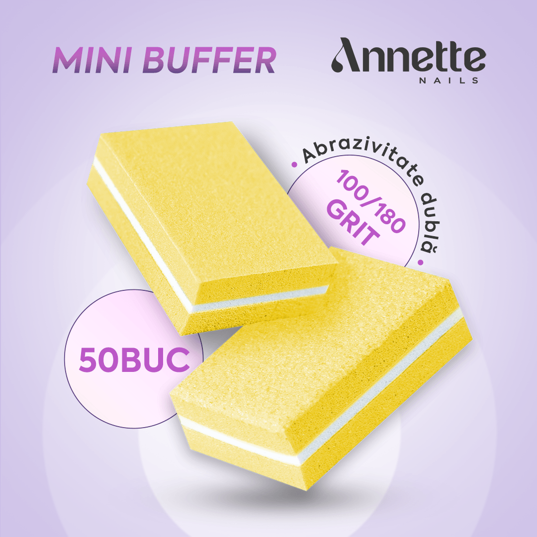 Set Mini Buffer 50 buc 100/180 grit Galben Annette Nails MBF-01Y-S50