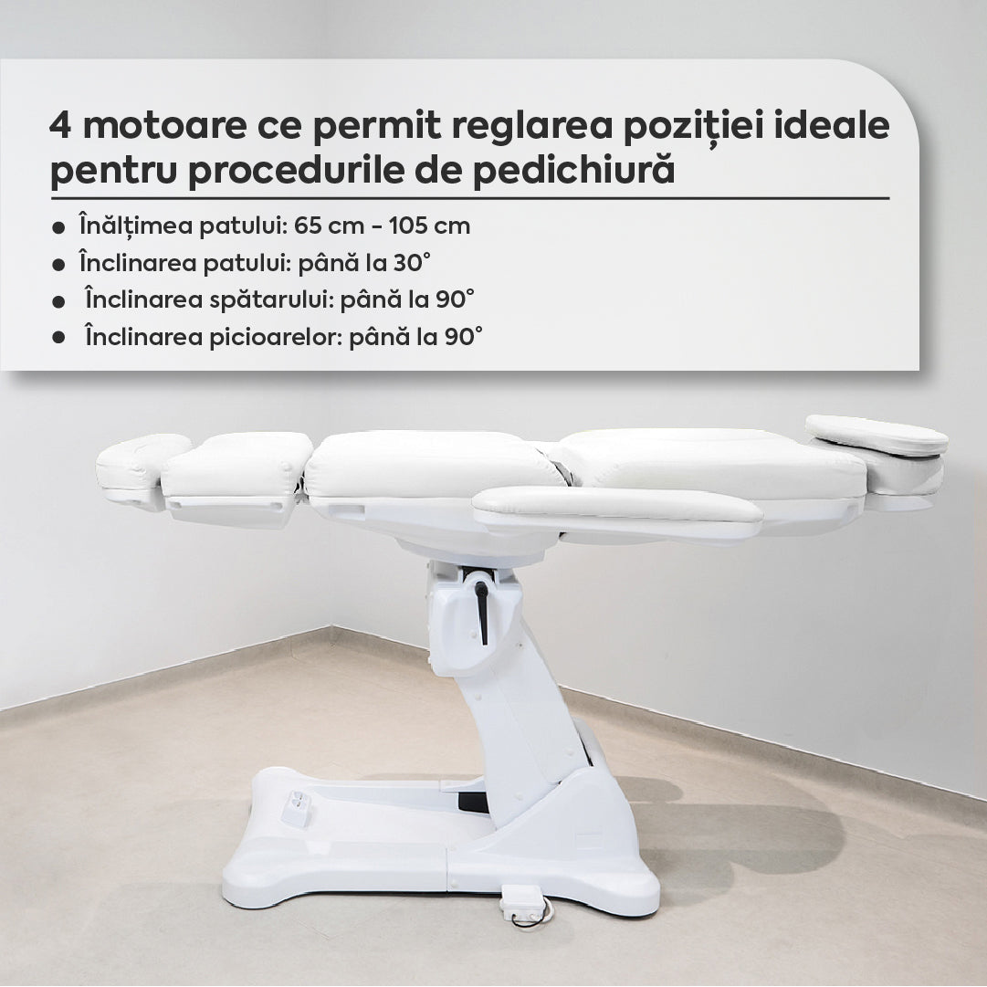 Pat Cosmetica Electric 4 Motoare + Scaun Hidraulic Tehnician - Alb