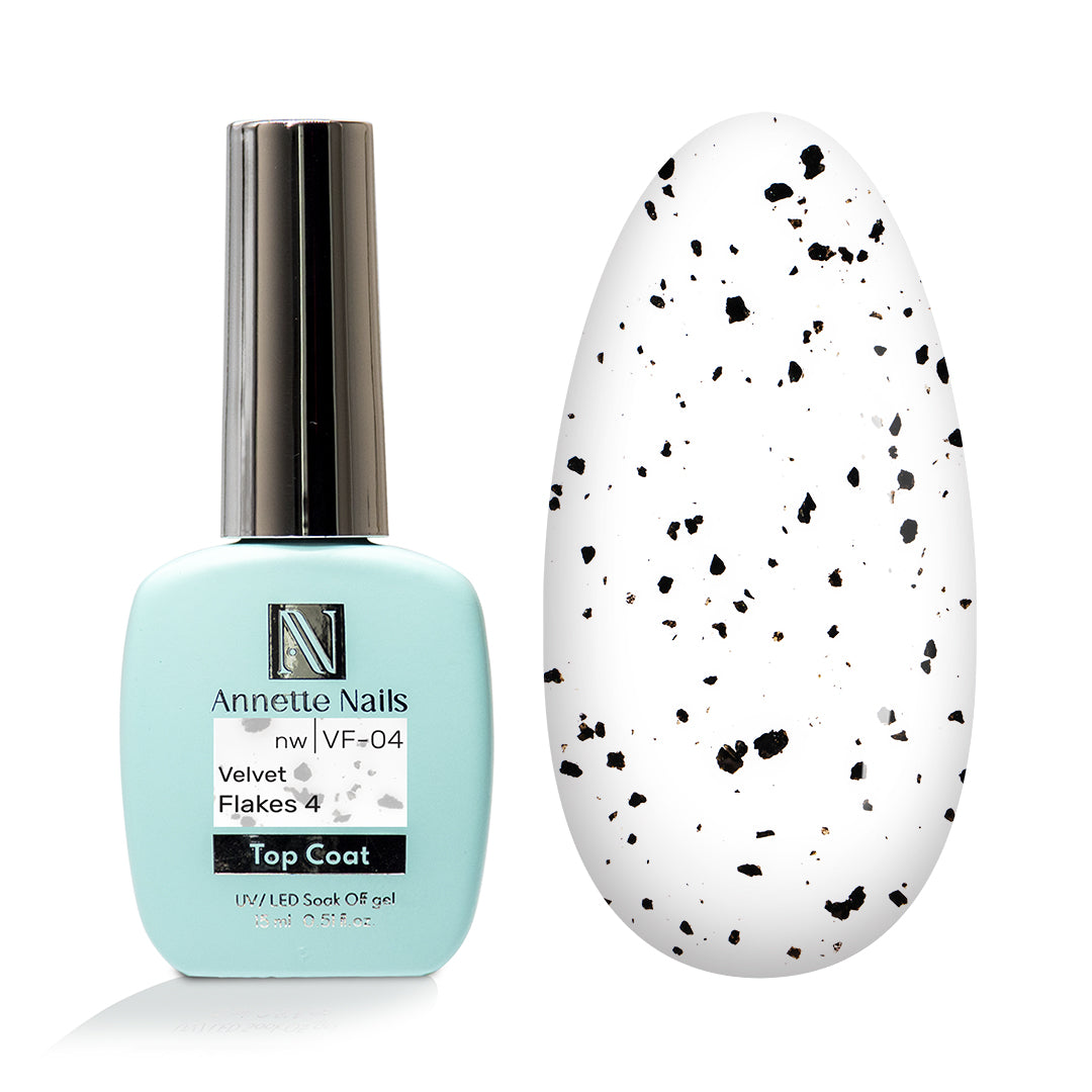 Top Coat AnnetteNails Velvet black flakes 4 VF-04 - 12ml